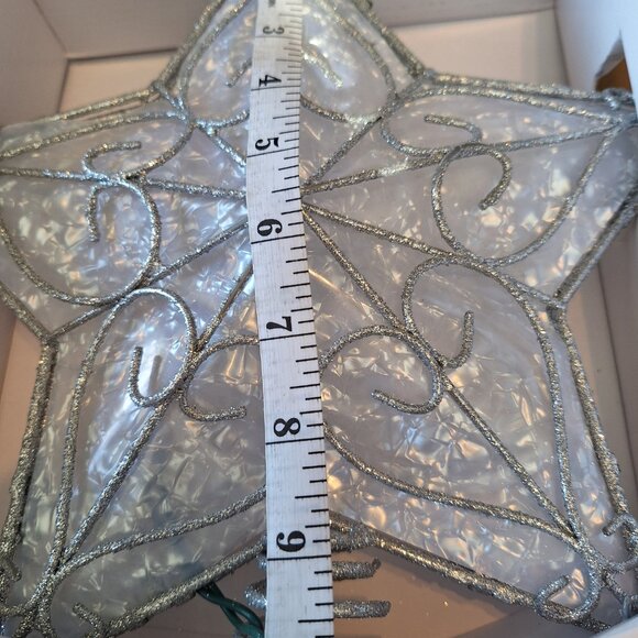 Kurt Adler 10 Light Trimmed Metal Capiz Look Star Tree Topper Silver - Picture 10 of 11